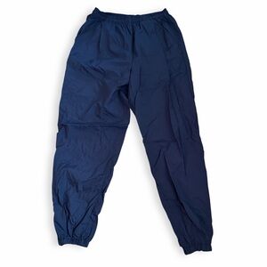 VTG 90s Nike Navy Blue Nylon Windbreaker Joggers Zip Ankle Pants Sweatpants sz L